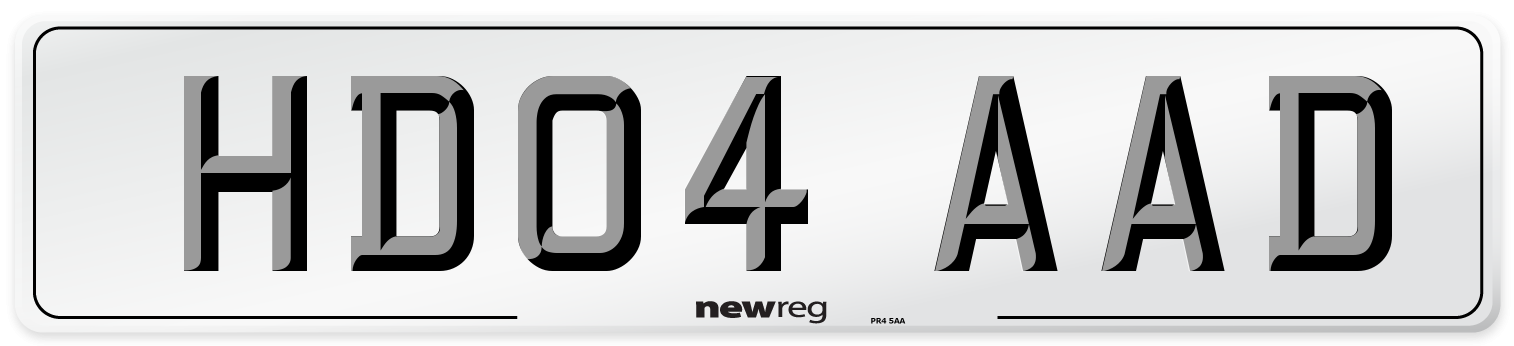 HD04 AAD Number Plate from New Reg